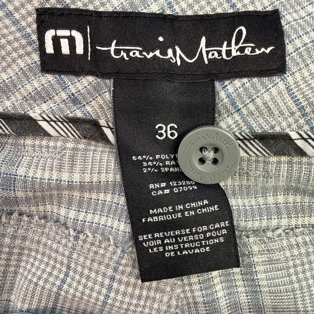 Travis Mathew Shorts Mens 36 Plaid GRAY  Chino Performance Stretch Golf